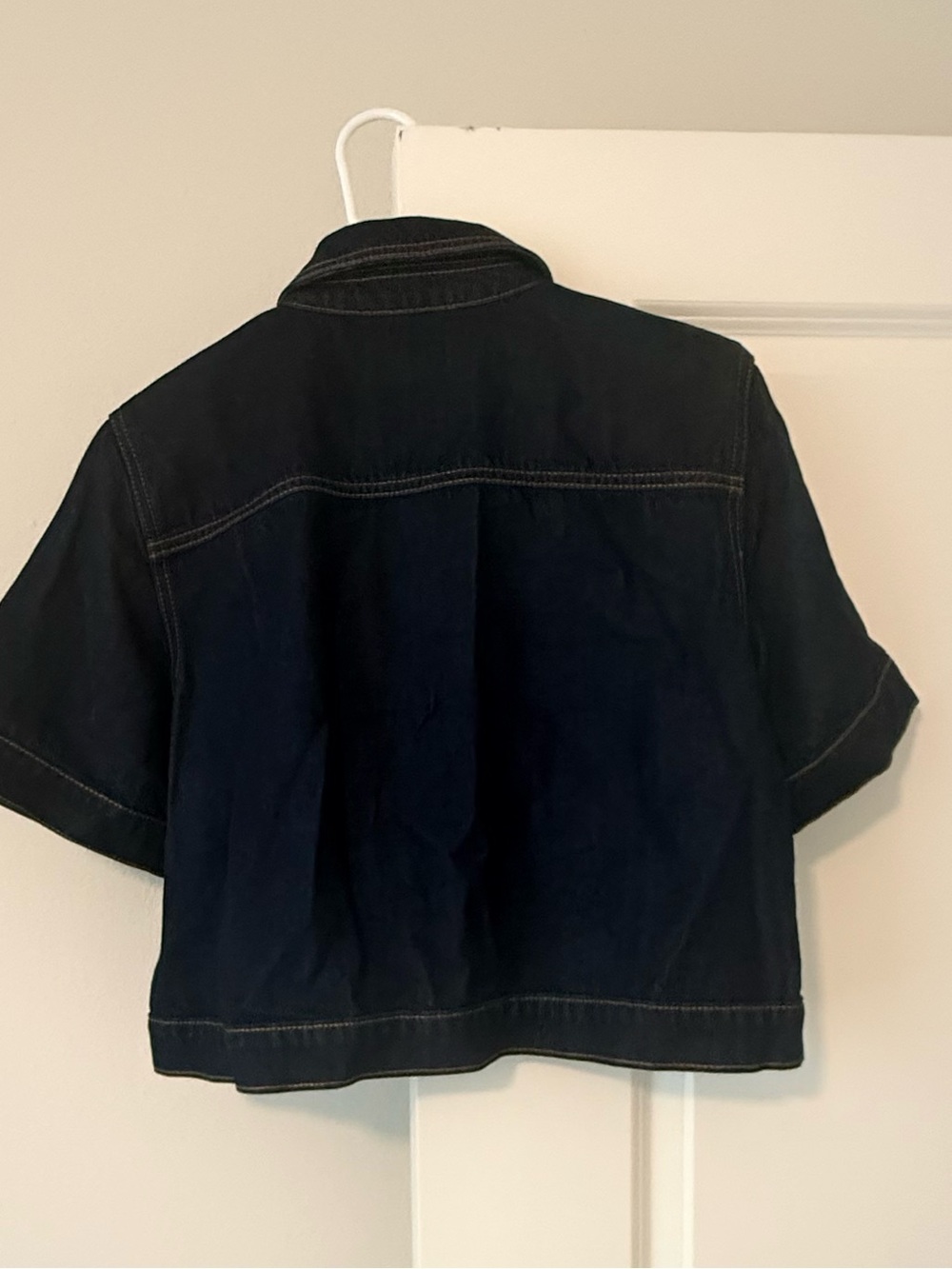 LOFT Black Short-Sleeve Jean Jacket with Gold Buttons - Picture 11 of 14